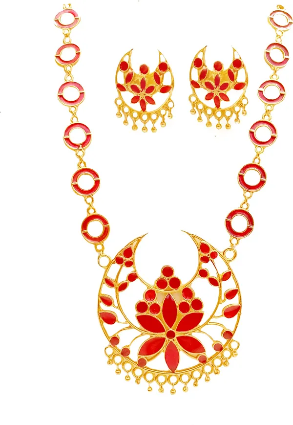 Assamese_Traditional_Red_Colour_Joonbiri_Jewellery_Set_For_Women